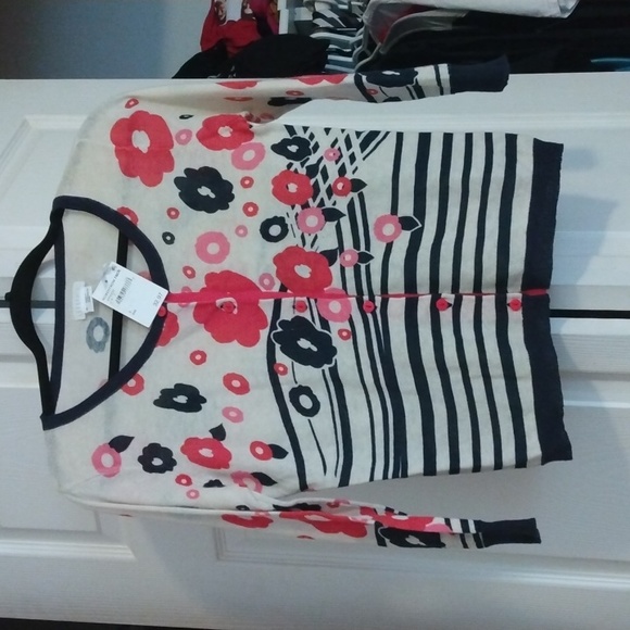 Cooperative Nordstrom floral blue and pink button down cardigan Sz Small - Picture 4 of 17